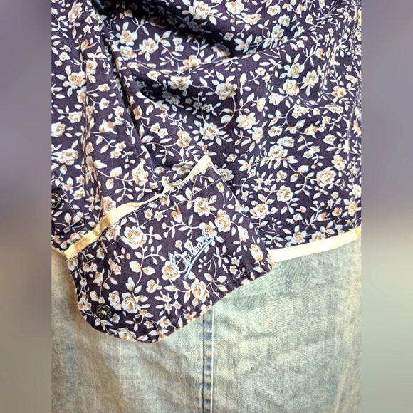 Pretty Floral Cotton Blouse Western Stampede Rodeo - Picture 5 of 8